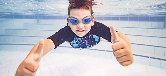 Child swimming underwater