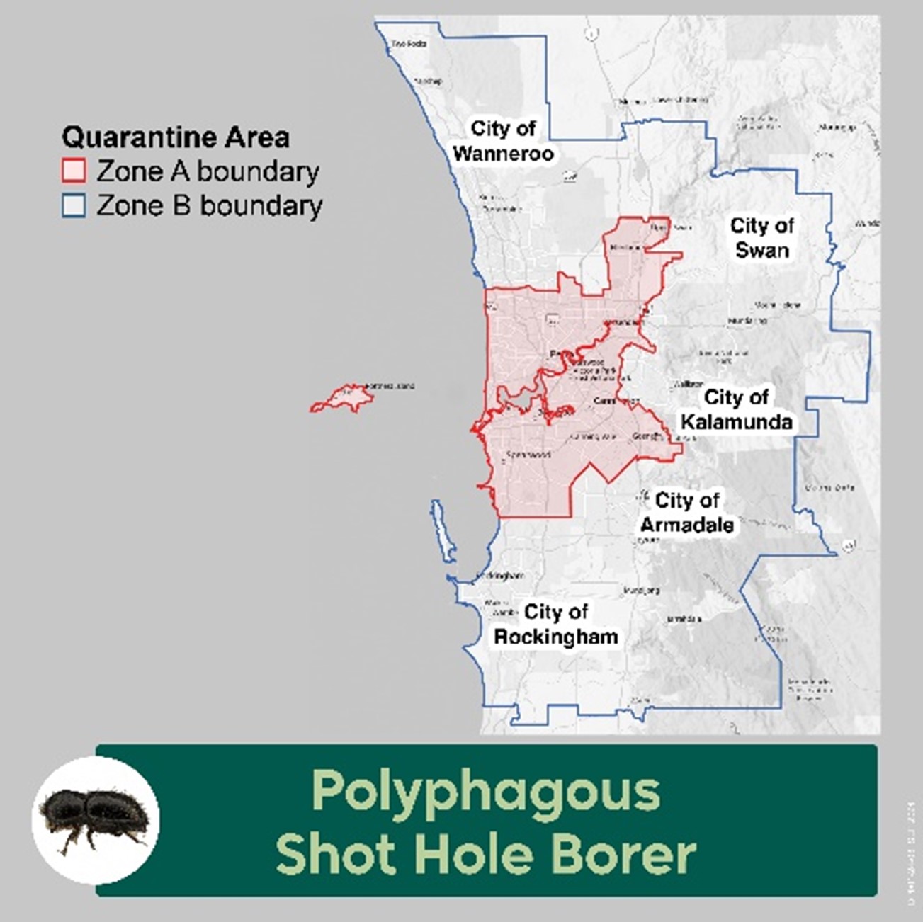 Map showing PSHB quarantine area