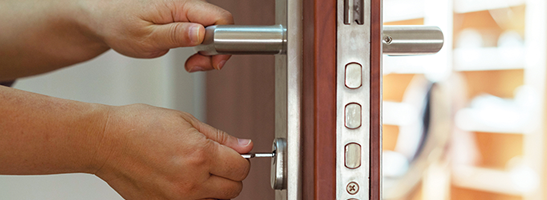 Door being locked with a key