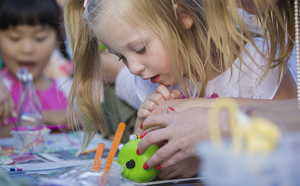 Children doing art and crafts