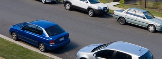 Cars parked on a street