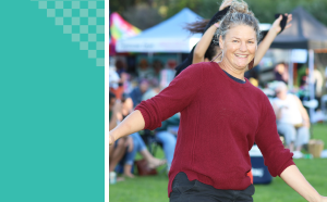 Woman dancing at event 